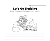 worksheet winter activities Picture Prompt Writing Worksheet - Let’s Go Sledding - Primary