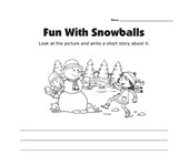 worksheet winter activities Picture Prompt Writing Worksheet - Snowball Story