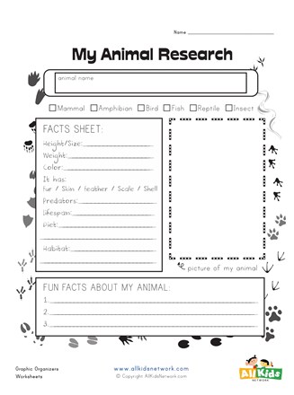 Animal Research Graphic Organizer | All Kids Network