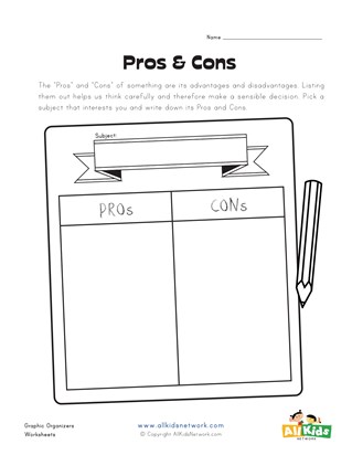 pros cons worksheet