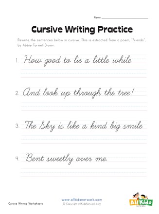 Cursive Writing Year 1