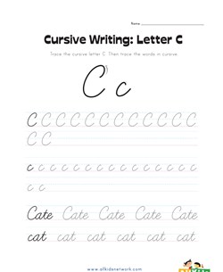 cursive letter C worksheet