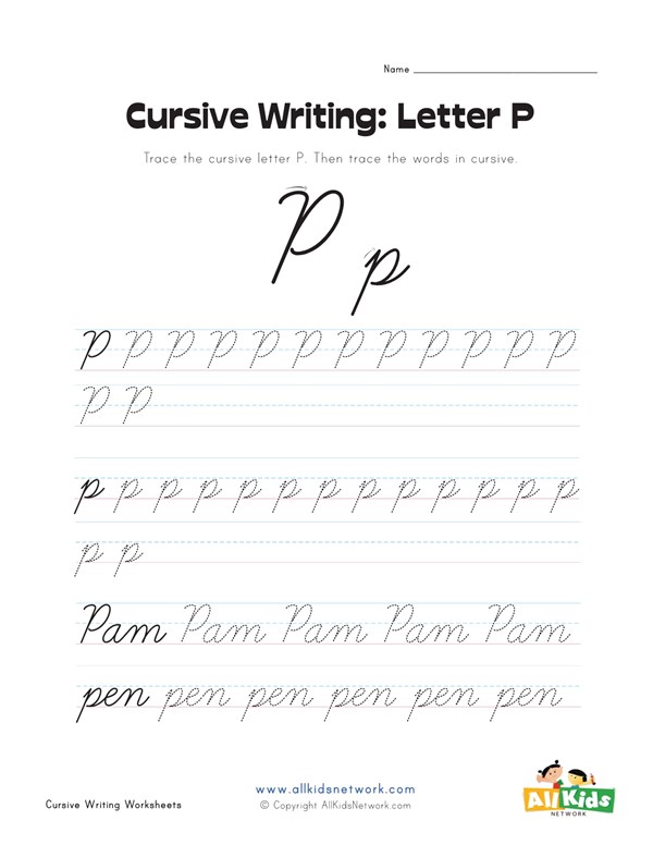 cursive writing worksheet letter p all kids network letter p in cursive