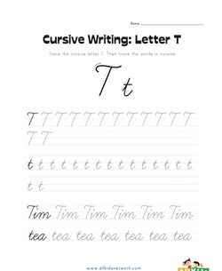 Letter T Handwriting Practice Worksheet - Have Fun Teaching