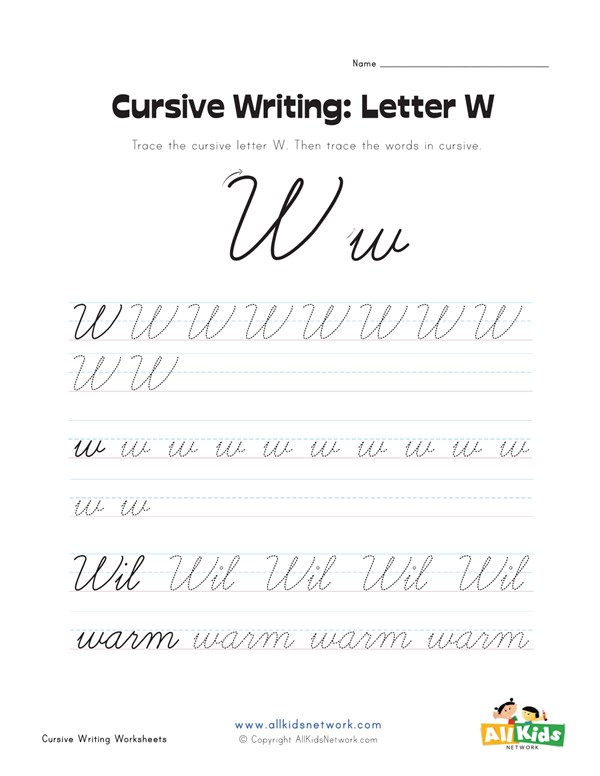 Cursive Writing Chart Printable Worksheets