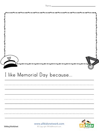 i like memorial day writing worksheet all kids network