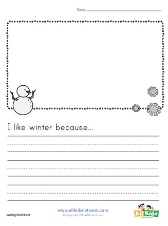 I Like Winter Writing Worksheet