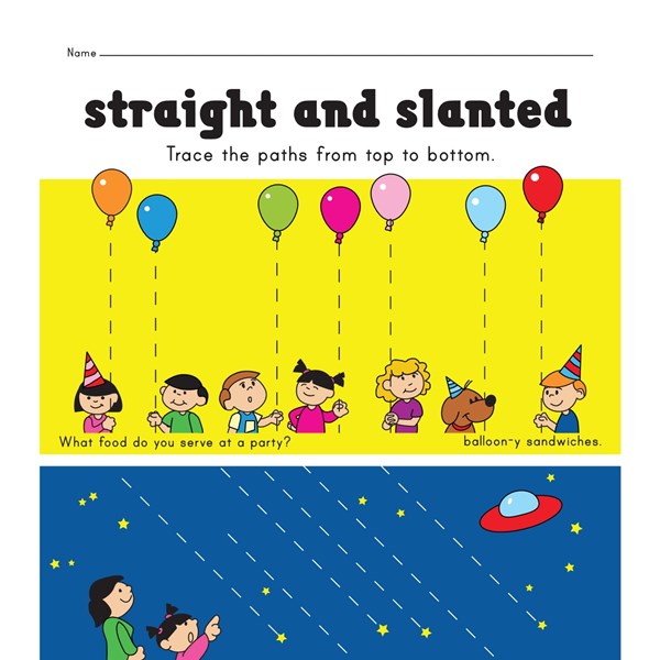 Tracing Straight and Slanted Lines Worksheet | All Kids Network
