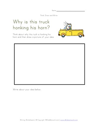 truck writing worksheet