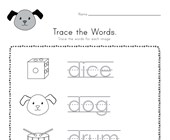 trace the words worksheets all kids network