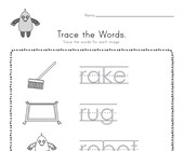 trace the words worksheets all kids network