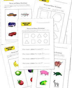 above and below worksheets