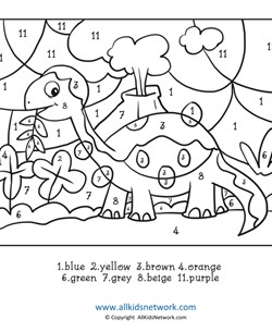 Dinosaur Color by Numbers