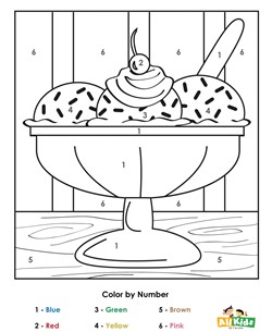 Ice Cream Sundae Color by Number