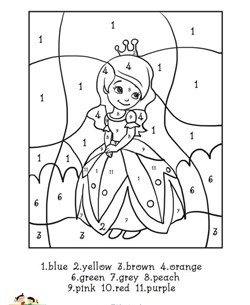 Princess Color by Numbers