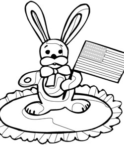 4th of july flag bunny coloring page