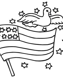 4th of july flag dove coloring page