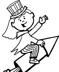 4th of july rocket girl coloring page