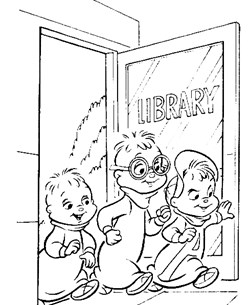 chipmunks library coloring page