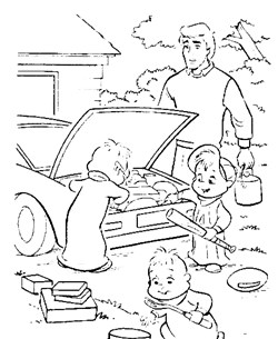 chipmunks play coloring page