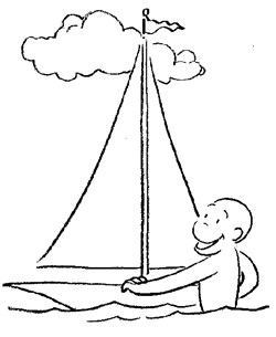 curious george boat coloring page