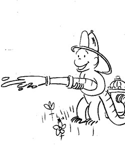 curious george fireman coloring page