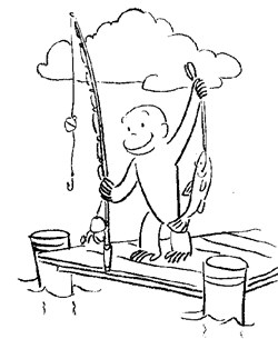 curious george fishing coloring page