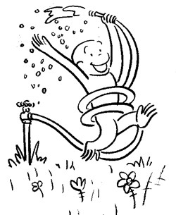 curious george playing coloring page