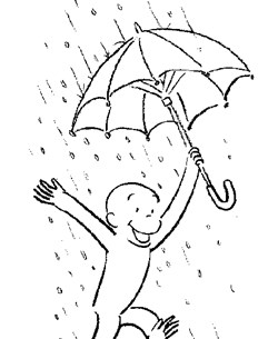 curious george rain coloring page
