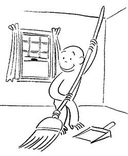 curious george sweep coloring page