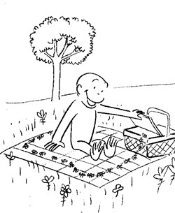 picnic with curious george coloring page