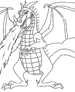 dragon breathing fire coloring page