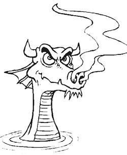 dragon in water coloring page