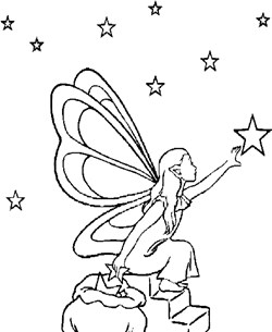 fairy with stars coloring page