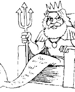 mermaid king coloring page