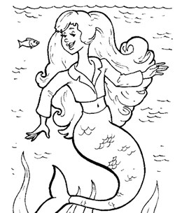 mermaid smiling coloring page