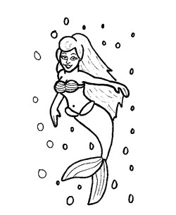 mermaid with bubbles coloring page
