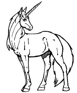 unicorn standing coloring page