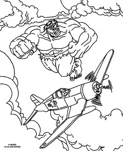 hulk flying coloring page