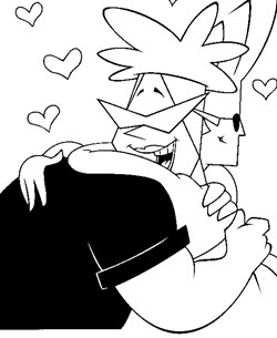johnny bravo hugs coloring page