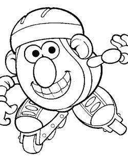 mr potato head skating coloring page