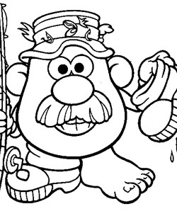 potato head fishing coloring page