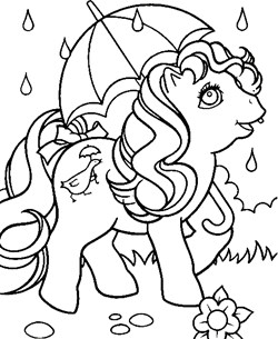 little pony in rain coloring page