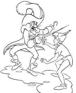 hook fights peter coloring page