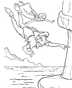 peter pan flying with jane coloring page