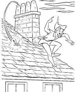 peter pan rooftop coloring page