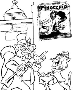 pinocchio animals coloring page
