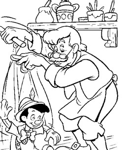 pinocchio gepetto coloring page