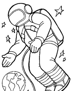 astronaut in space coloring page