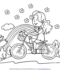 girl on bike coloring page